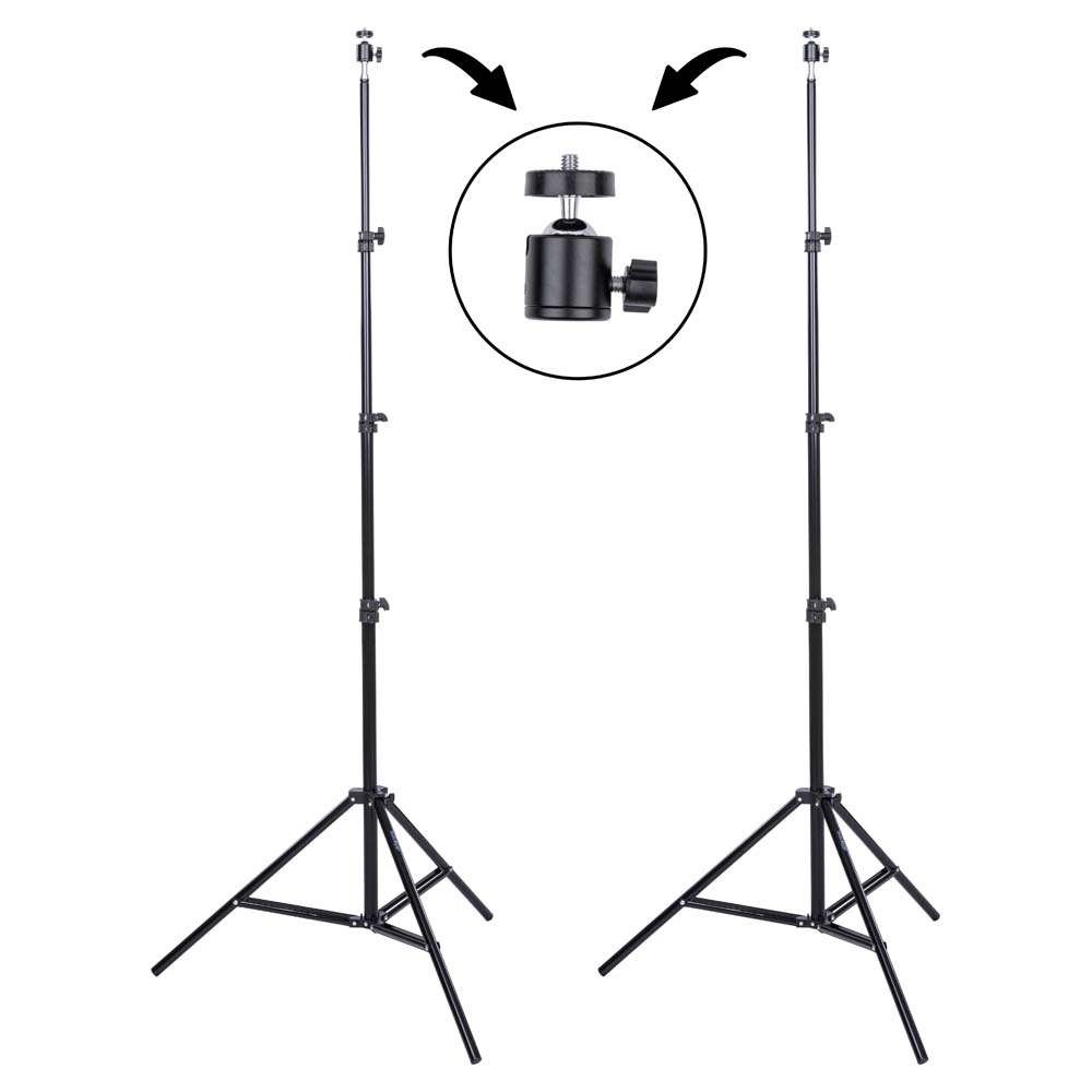 2 – Studio Essentials 7’6″ Value Stands with Ball Heads & Bag photo
